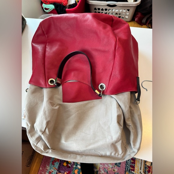 Prune red leather hobo bag w hello kitty car bag charm boho - Picture 8 of 14